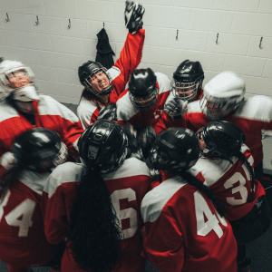 Team Cheering in Locker Room