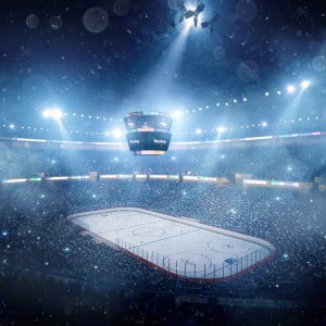 Professional Ice Hockey Rink from elevated spectator stands