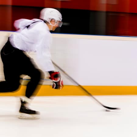 Ice Hockey teen going fast on ice after use of smelling salts