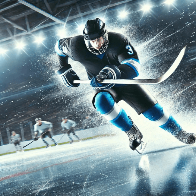 hockey player skates fast