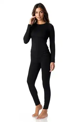 Thermajane Long Johns Thermal Underwear for Women Fleece Lined Base Layer Pajama Set Cold Weather