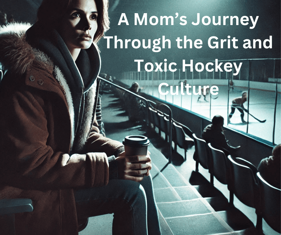 mom in stands, hockey